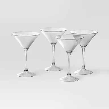4pk Entertaining Martini Cocktail Glass Set - Threshold: Clear Glass, Dishwasher-Safe, 8oz Capacity, Set of 4